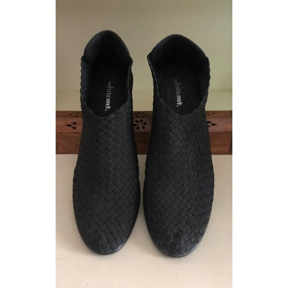 White Mountain Shoes - Woven Black Ankle Boots With Block Heel By White Mountain Women's Size 10